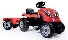 Detský traktor na šliapanie RX Bull Smoby s prívesom červený