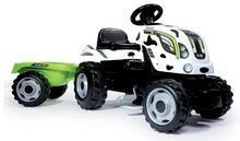 Tractor cu pedale Fermier XL Văcuţă Smoby cu remorcă alb-negru