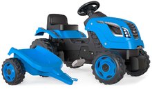 Tractor cu pedale și remorcă Farmer XL Blue Tractor+Trailer Smoby albastru cu scaun reglabil și sunete 142 cm