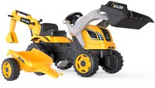 Tractor cu pedale și încărcător cu excavator Builder Max Tractor+Trailer Smoby cu scaun reglabil si cu sunete 182 cm