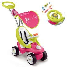 Odrážadlo Bubble Go 2v1 Smoby so slnečníkom a elektronickým volantom ružovo-zelené od 6 mes