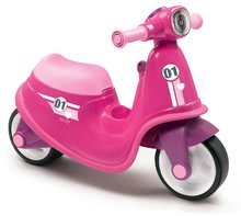 Bébitaxi robogó reflektorral Scooter Pink Smoby gumi kerekekkel rózsaszín 18 hó-tól