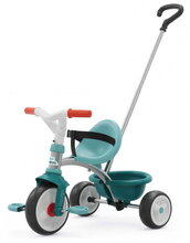 Tříkolka s volnoběhem Be Move Blue Tricycle Smoby s nastavitelnou 95 cm vodicí tyčí a tichými EVA koly modrá od 15 měsíců
