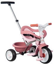 Tříkolka s opěrkou a volnoběhem Be Move Comfort Pink Tricycle Smoby s nastavitelnou vodicí tyčí a tichými EVA koly od 10 měs