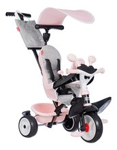 Tricikli és babakocsi egyben fékkel Baby Driver Grey Tricycle Smoby intuitív vezérléssel és halk EVA kerekekkel szürke 10 hó-tól