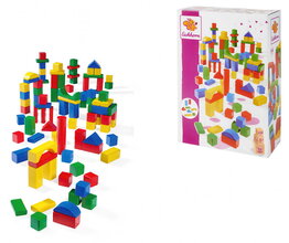 Drevené kocky Colored Wooden 100 Blocks Eichhorn 100 kusov veľkosť 25 mm od 12 mes EH7720
