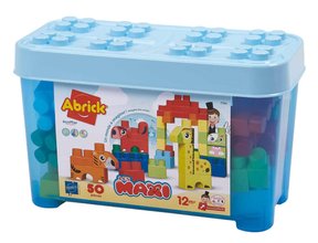 Stavebnica v dóze so zvieratkami Zoo Animals Barrel Maxi Abrick Ecoiffier žltá s 50 kockami od 12 mes ECO7881