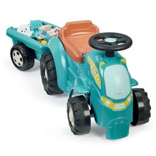 Bébitaxi traktor utánfutóval BB Abrick Écoiffier ülés alatt tárolóval és elforgatható kerekekkel és kockákkal 15 kiegészítővel 12 hó-tól