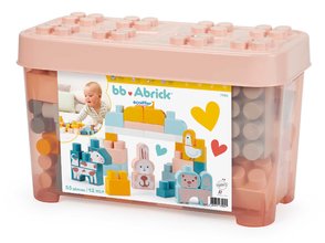 Építőjáték állatkákkal BB Abrick Écoiffier 55 kocka rózsaszín dobozban 12 hó-tól ECO7980
