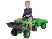 Traktor na šliapanie Jim Loader BIG s nakladačom a prívesom zelený