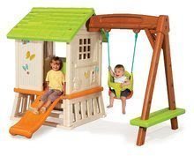 Domček Pretty Forest Hut Smoby so šmykľavkou a hojdačkou 2v1 od 24 mes