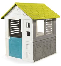 Házikó Jolie New Grey Playhouse Smoby 2 ablak árnyékolóval és felezett ajtóval és hátsó ablakkal UV szűrő 2 évtől SM810721