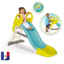 Tobogan mediu GM Slide Blue Smoby suprafața de alunecare 150 cm cu joc de apă și scări antiderapante cu filtru UV de la 24 luni