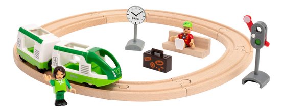 Drevená vláčikodráha so semaforom Circle Train Set BRIO 16 dielov s vláčikom a 2 figúrkami od 3 rokov BRIO8478