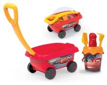 Vozík na ťahanie Autá Smoby s vedro setom do piesku (výška vedierka 18 cm) červený od 18 mes