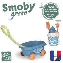 Vozík na ťahanie z cukrovej trstiny rastliny Bio Sugar Cane Beach Cart Smoby s vedrom - z kolekcie Smoby Green 100% recyklovateľné od 18 mes SM867011