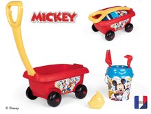 Cărucior de tras Mickey Garnished Beach Cart Smoby cu set găleată de la 18 luni