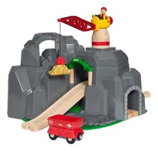 Drevený horský tunel s magnetickým žeriavom Crane&Mountain Tunnel BRIO so zvukom 7 dielov s vagónom a nákladom od 3 rokov BRIO8898