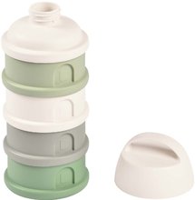 Dávkovač sušeného mléka Formula Milk Container Beaba 4dílný Cotton White Sage Green šedo-zelený od 0 měs