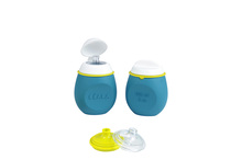 Set sticle BabySqueez' 2in1 Beaba Squeez'Portion 2*180 ml de la 4 luni albastre