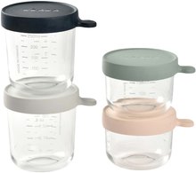 Set 4 dózy na jídlo Beaba z kvalitního skla (1*150 ml růžová/1*150 ml eukalyptus/1*250 ml šedá/ 1*250 ml tmavě modrá)