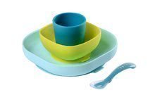 Set de masă Silicone meal Beaba set din silicon 4 piese albastru pentru bebeluşi