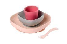 Étkészlet Silicone Meal set Beaba szilikonból 4 részes rózsaszín csecsemőknek