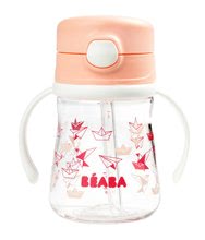 Fľaša Bidon z tvrdého plastu Straw Cup Beaba 240 ml so slamkou na pitie ružová od 8 mes