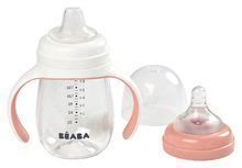 Láhev Bidon na učení pití Beaba Learning Cup 2in1 Pink 210 ml s brčkem růžová od 4 měs