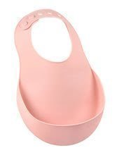 Podbradník pre deti Silicone Bib Beaba Old Pink Beaba z mäkkého silikónu a gombíkmi ružový od 0 mes BE913491