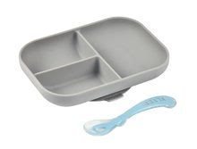 Set de masă Silicone Grey Beaba 2-piese farfurie și furculiță gri silicon