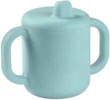 Cană pentru bebeluși Silicone Learning Cup Blue Beaba cu capac pentru a învăța să bea de la 8 luni albastră