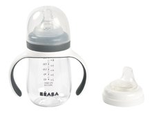 Sticlă Bidon pentru a-i învăța pe copii să bea 2in1 Training Bottle Beaba Mineral Grey 210 ml gri de la 4 luni BE913532