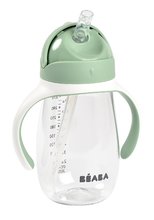 Láhev Bidon na učení pití Straw Cup Beaba Sage Green 300 ml s brčkem zelená od 8 měs