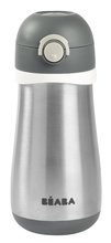 Fľaša Bidon s dvojitými stenami Stainless Steel Bottle Beaba Mineral Grey 350 ml z nehrdzavejúcej ocele sivá od 18 mes