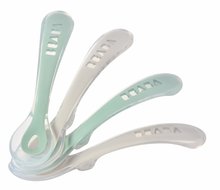 Lingurițe ergonomice 2nd Age Silicone Spoons Beaba Velvet Grey & Sage Green din silicon pentru alimentatie independentă 4 bucati de la 8 luni BE913555