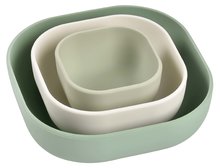 Jídelní souprava Silicone Nesting Bowl Set Beaba Sage Green Cotton Misty Green ze silikonu 3dílná zeleno-šedo-bílá od 4 měsíců