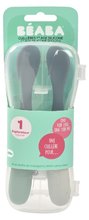 Ergonomické lyžičky 1st Age Silicone Spoons Beaba Mineral Grey Sage Green zo silikónu na samostatné jedenie v boxe 2 kusy od 4 mes