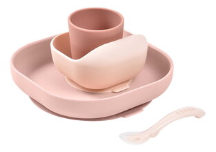 Jedálenská súprava Silicone Meal Set Cotton Candy Beaba zo silikónu 4 dielna ružová od 4 mes