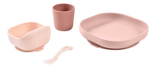 Étkészlet Silicone Meal Set Cotton Candy Beaba szilikonból 4 részes rózsaszín 4 hó-tól BE913604