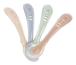 Tréninkové lžičky Second Age Silicone Spoons Natural Set Beaba ze silikonu k samostatnému jídlu 4 kusy od 8 měsíců