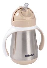 Fľaša s dvojitými stenami Stainless Steel Straw Cup Clay Beaba z nehrdzavejúcej ocele 250 ml hnedá od 8 mes