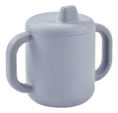 Hrnček pre bábätká Silicone Training Cup Pebble Beaba s vrchnákom na samostatné pitie sivý od 8 mes