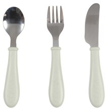 Detský príbor Stainless Steel Cutlery Set Misty Green Beaba z nehrdzavejúcej ocele lyžička vidlička a nôž zelený od 8 mes BE913642