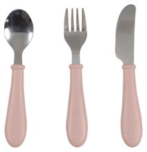 Detský príbor Stainless Steel Cutlery Set Cotton Candy Beaba z nehrdzavejúcej ocele lyžička vidlička a nôž ružový od 8 mes BE913643