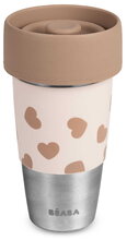 Súprava hrnčekov pre matku a dieťa Mini & Me 2 Stainless Steel Cups Click & Drink BigLove Beaba z nehrdzavejúcej ocele hnedé 2 kusy od 12 mes