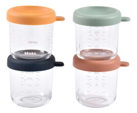 Étel­tároló készlet Sunrise Color Mix Beaba 250 ml 4 db minőségi üvegből BE914009