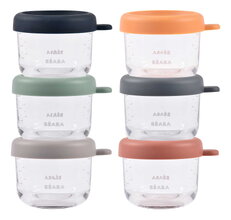 Étel­tároló készlet Sunrise Color Mix Beaba 150 ml 6 db minőségi üvegből BE914015