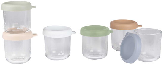 Sada dóz na jedlo Conservative Jars Natural Color Mix Beaba 250 ml 6 kusov z kvalitného skla