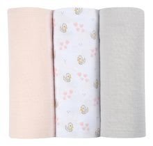 Textil pelenkák pamut muszlinból Cotton Muslin Cloths Beaba Cygne 3 darabos csomag 70*70 cm 0 hó-tól rózsaszín BE920343